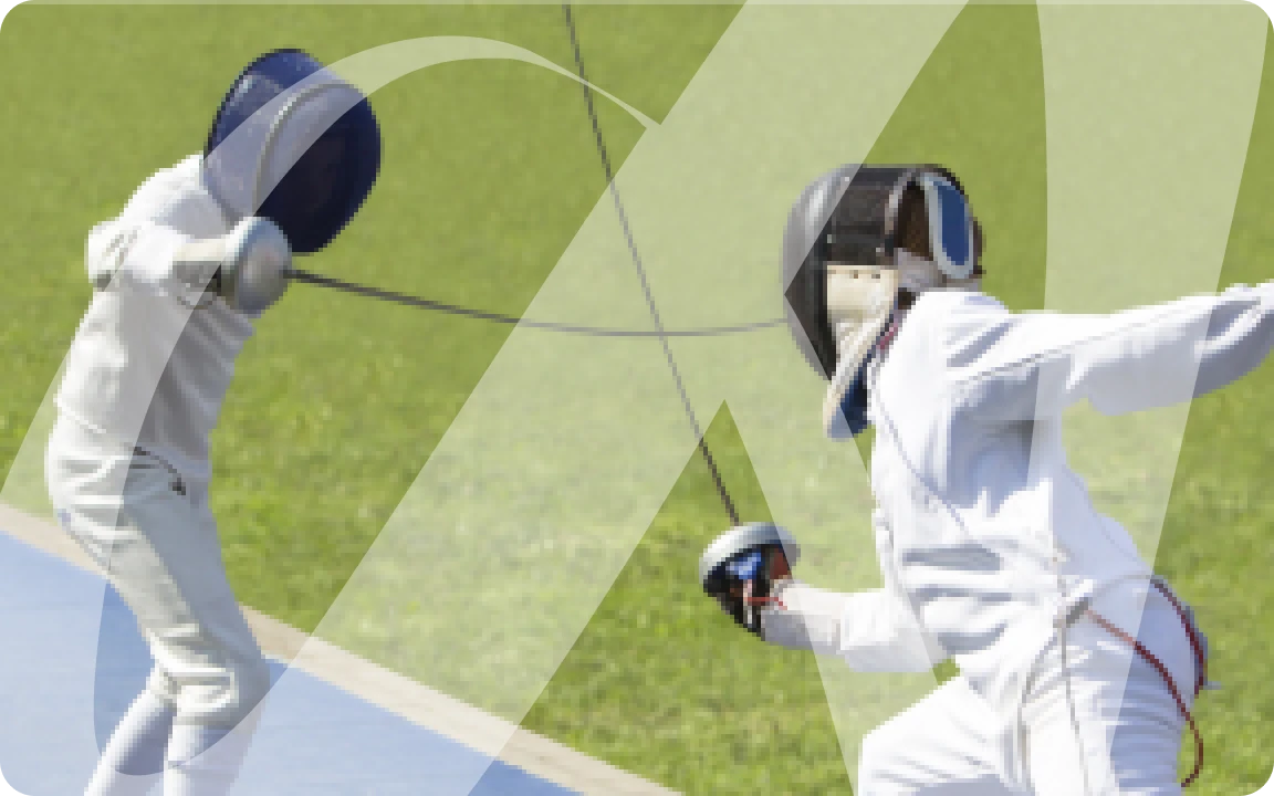 Vignette représentant des athlètes d'escrime aux jeux Olympiques